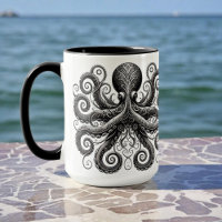Kraken Steampunk Octopus  Zwart