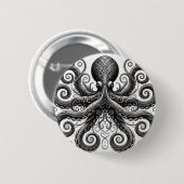 Kraken Steampunk Octopus  Zwart Ronde Button 5,7 Cm (Voorkant /achterkant)