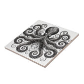 Kraken Steampunk Octopus  Zwart Tegeltje (Zijkant)