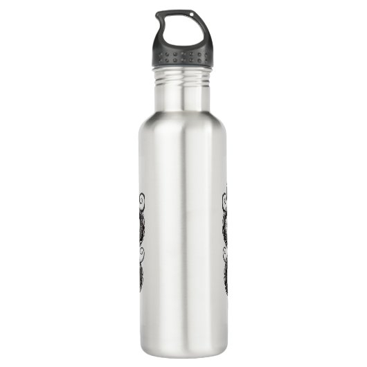 Kraken Steampunk Octopus  Zwart Waterfles (Achterkant)