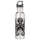 Kraken Steampunk Octopus  Zwart Waterfles (Voorkant)