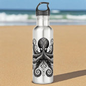 Kraken Steampunk Octopus  Zwart Waterfles