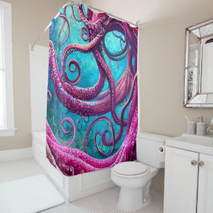 Kraken Tentacles Pink Octopus Douchegordijn