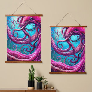 Kraken Tentacles Pink Octopus Hangend Wandkleed