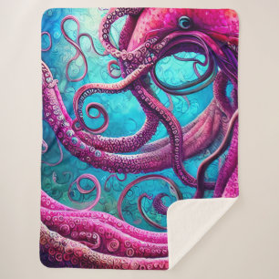 Kraken Tentacles Pink Octopus Sherpa Deken