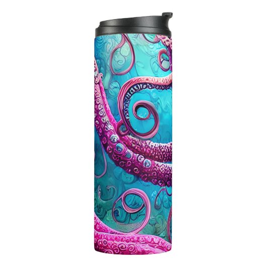 Kraken Tentacles Pink Octopus Thermosbeker (Gedraaid links)