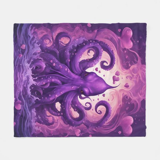 Kraken van het hart fleece deken (Voorkant (Horizontaal))