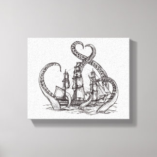 Kraken Wall Art | Kraken Art | Vinyl Fotobehang Canvas Afdruk