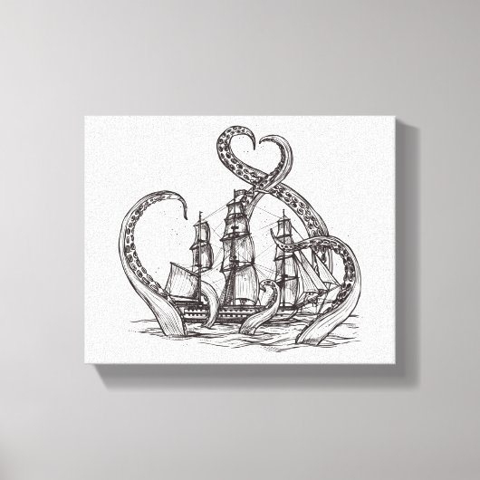 Kraken Wall Art | Kraken Art | Vinyl Fotobehang Canvas Afdruk (Voorkant)