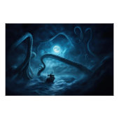 Kraken Zee Monster Vissen Boat Nautisch Perfect Poster (Voorkant)