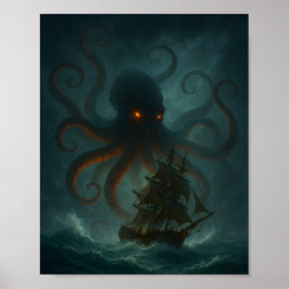 Kraken Zeemonster Donkere Fantasy Poster