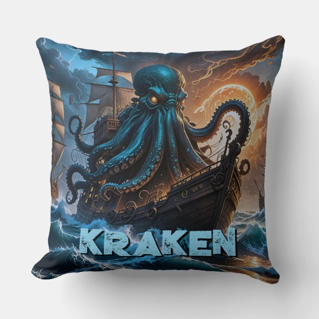 Kraken Zeemonster Kussen (Voorkant)