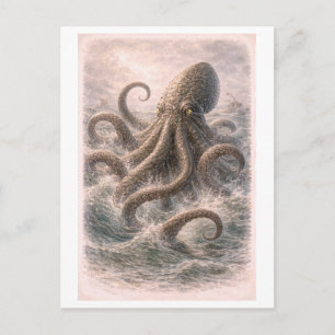 Krakenillustratie in vintage stijl (Myth-serie) Briefkaart
