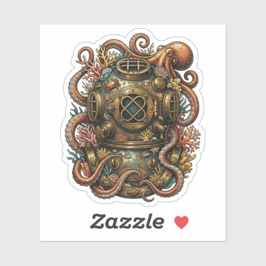 Kraken's Omarming - Vintage Duikhelm Sticker (Vel)
