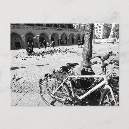 Krakow, Old Town, Polen zwart-wit briefkaart (Voorkant)