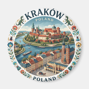 Kraków Oude Stad en Wawel Kasteel Polen Magneet