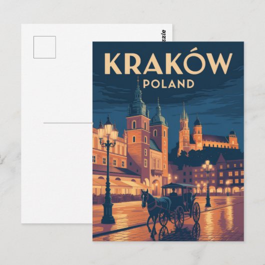 Krakow Poland Briefkaart (Voorkant / Achterkant)