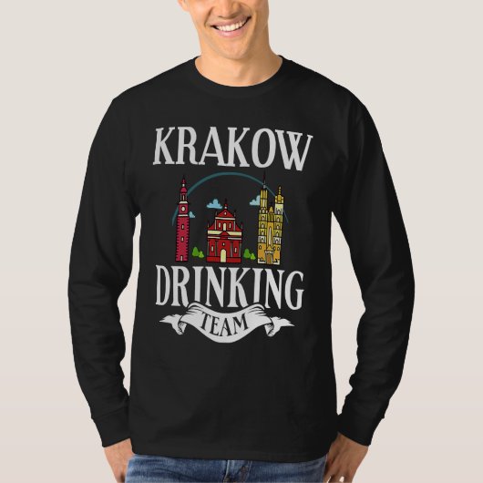Krakow Poland City Trip Skyline Map Travel T-shirt (Voorkant)