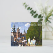 Kraków Poland Oil Painting Briefkaart 2 (Staand voorkant)