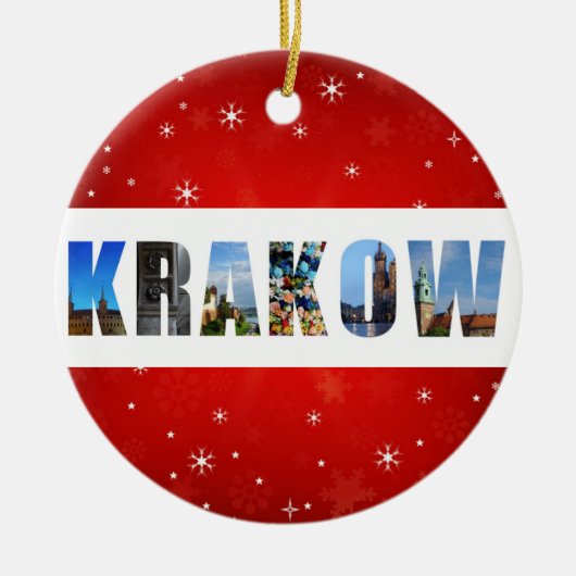 Krakow Poland Reisfoto's met kerstmis Keramisch Ornament (Voorkant)