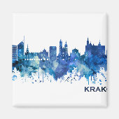 Krakow Poland Skyline Blue Magneet (Voorkant)