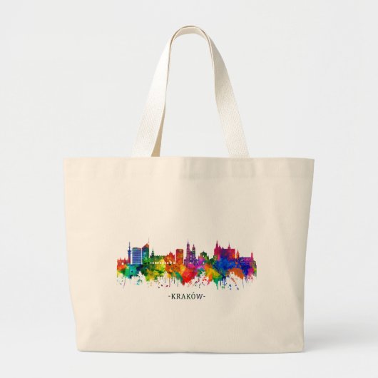 Krakow Poland Skyline Grote Tote Bag (Voorkant)