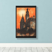 Krakow Polen - Pools reisposter Canvas Afdruk (Insitu (Houten vloer))