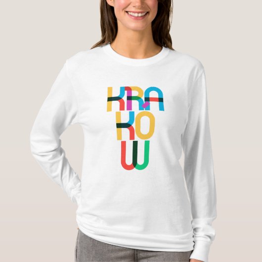 Kraków Polen Pop Art Letters T-shirt (Voorkant)