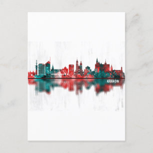 Krakow Polen Skyline Feestdagenkaart