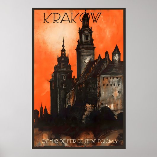 Krakow Polen Vintage Reisiposter Poster (Voorkant)