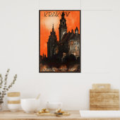 Krakow Polen Vintage Reisiposter Poster (Keuken)