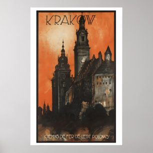 Kraków Polen Vintage Reisposter - Ingelijst Poster