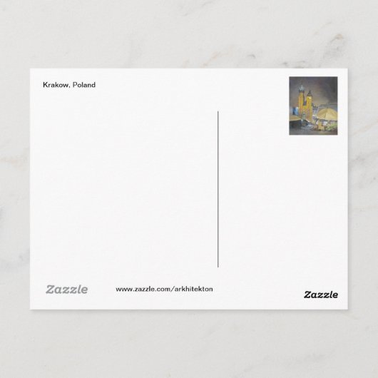 Krakow 's nachts briefkaart (Achterkant)