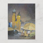 Krakow 's nachts briefkaart (Voorkant)