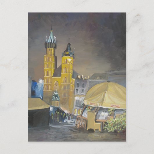 Krakow 's nachts briefkaart (Voorkant)