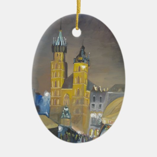 Krakow 's nachts keramisch ornament (Voorkant)
