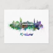 Krakow skyline in waterverf briefkaart (Voorkant)