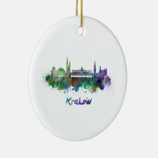 Krakow skyline in waterverf keramisch ornament (Rechts)