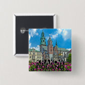 Krakow Vierkante Button 5,1 Cm (Voorkant /achterkant)