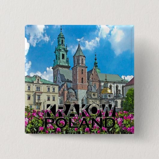 Krakow Vierkante Button 5,1 Cm (Voorkant)