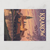  Kraków Wawel Castle Twilight Briefkaart (Voorkant)