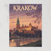  Kraków Wawel Castle Twilight Briefkaart