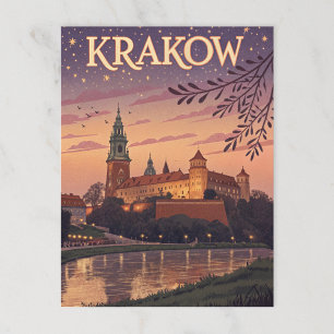  Kraków Wawel Castle Twilight Briefkaart