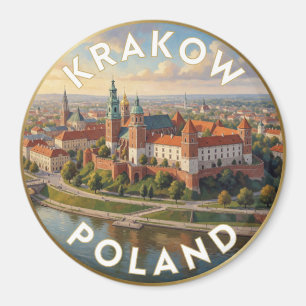 Krakow Wawel Kasteel Vistula Rivier Uitzicht Magneet