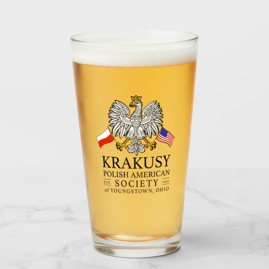 Krakusy Pools Amerikaans Genootschap Bierglas Glas (Voorkant gevuld)