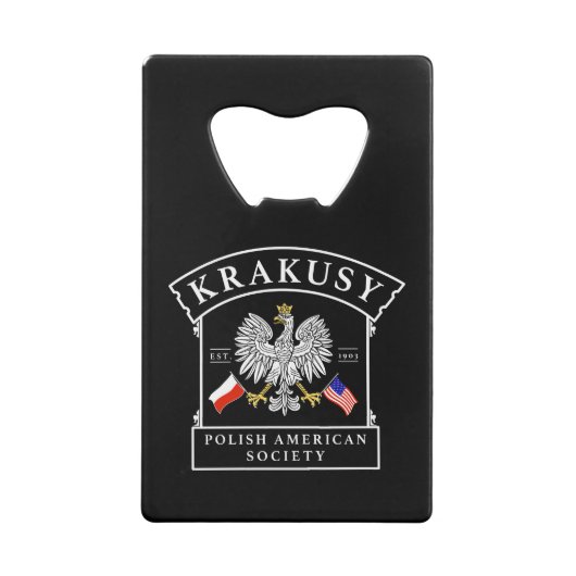 Krakusy Pools Amerikaans Genootschap Flesopener Creditkaart Flessenopener (Achterkant)