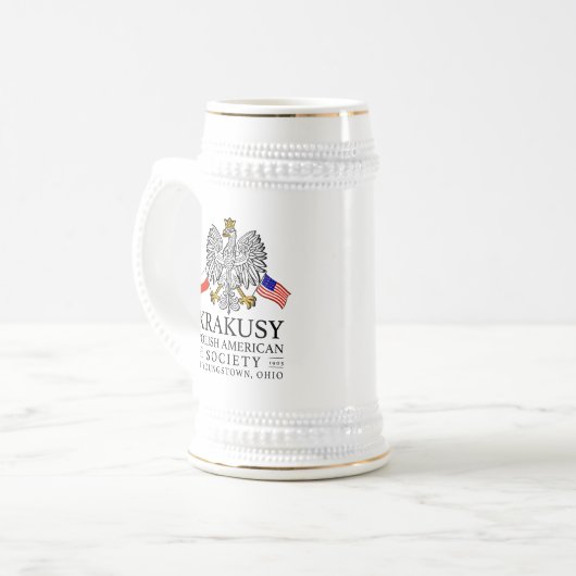 Krakusy Poolse Amerikaanse Vereniging Beer Stein Bierpul (Voorkant links)