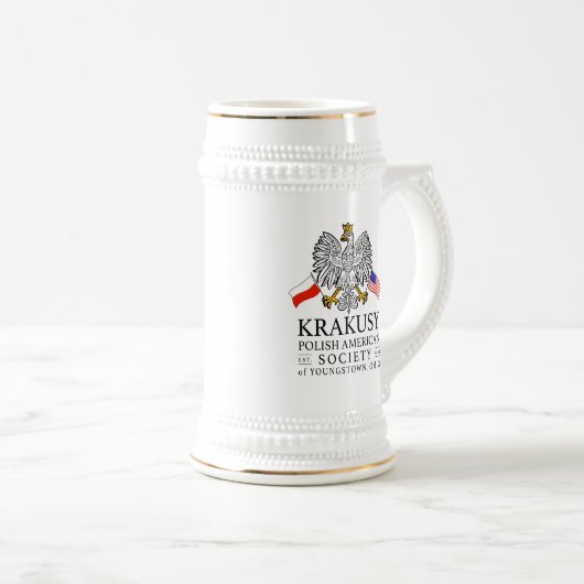 Krakusy Poolse Amerikaanse Vereniging Beer Stein Bierpul (Voorkant rechts)