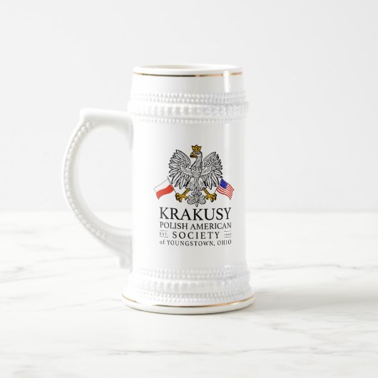 Krakusy Poolse Amerikaanse Vereniging Beer Stein Bierpul (Links)