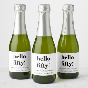 Kral Bold Zwart Wit Modern 50e Verjaardag Custom M Sparkling Wijnetiket